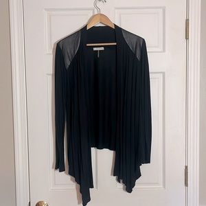 Free Bird | size M | Black cotton and faux leather upper | cardigan top